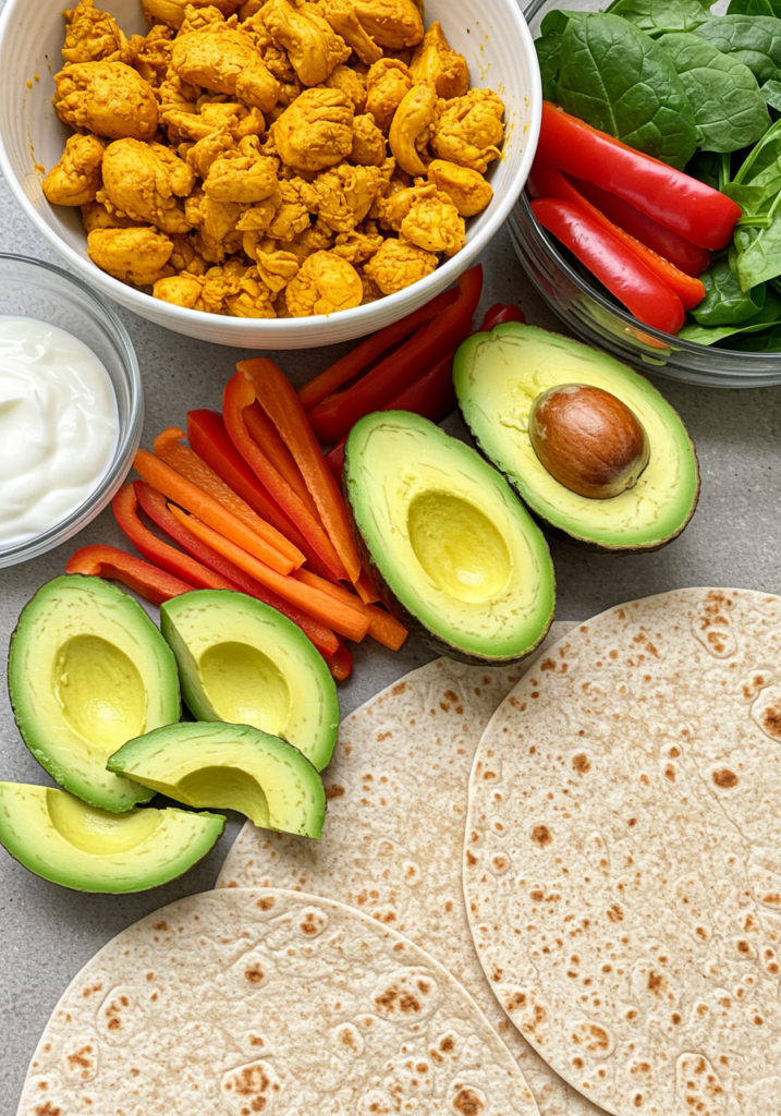 Turmeric Chicken and Avocado Wraps