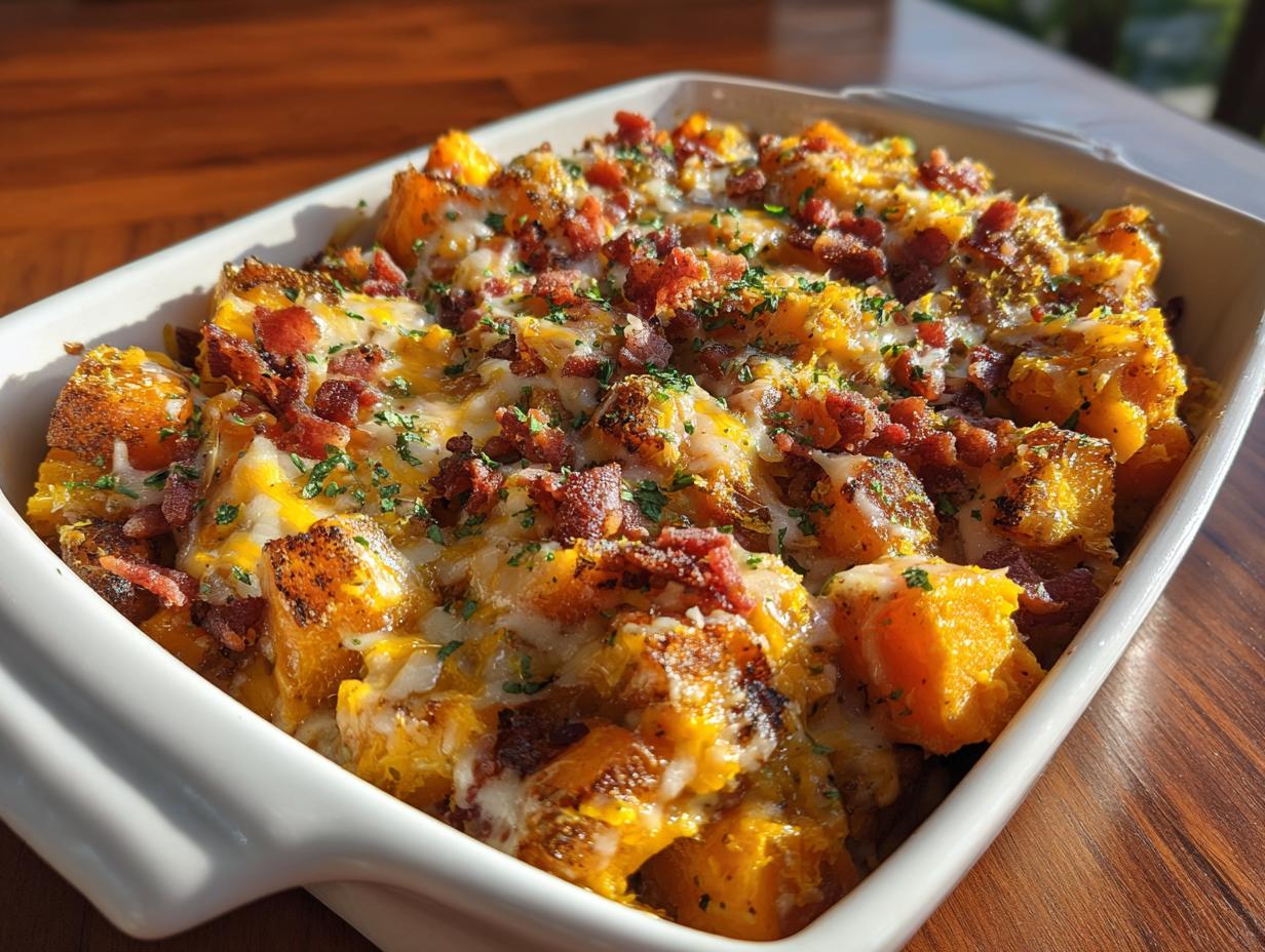 Devastating Cheesy Bacon Butternut Squash in 30 Minutes
