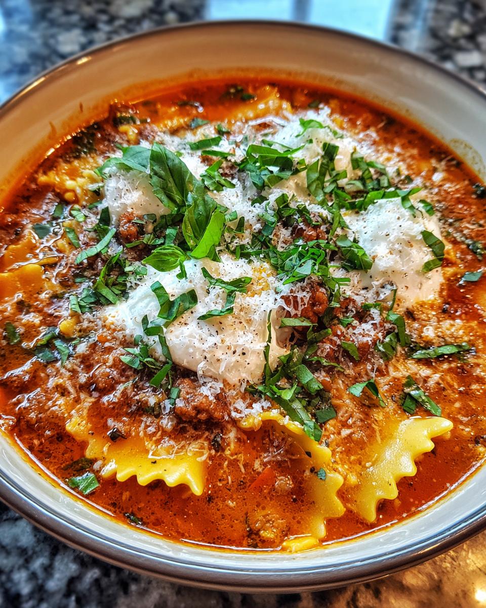 creamy lasagna soup - detail 2