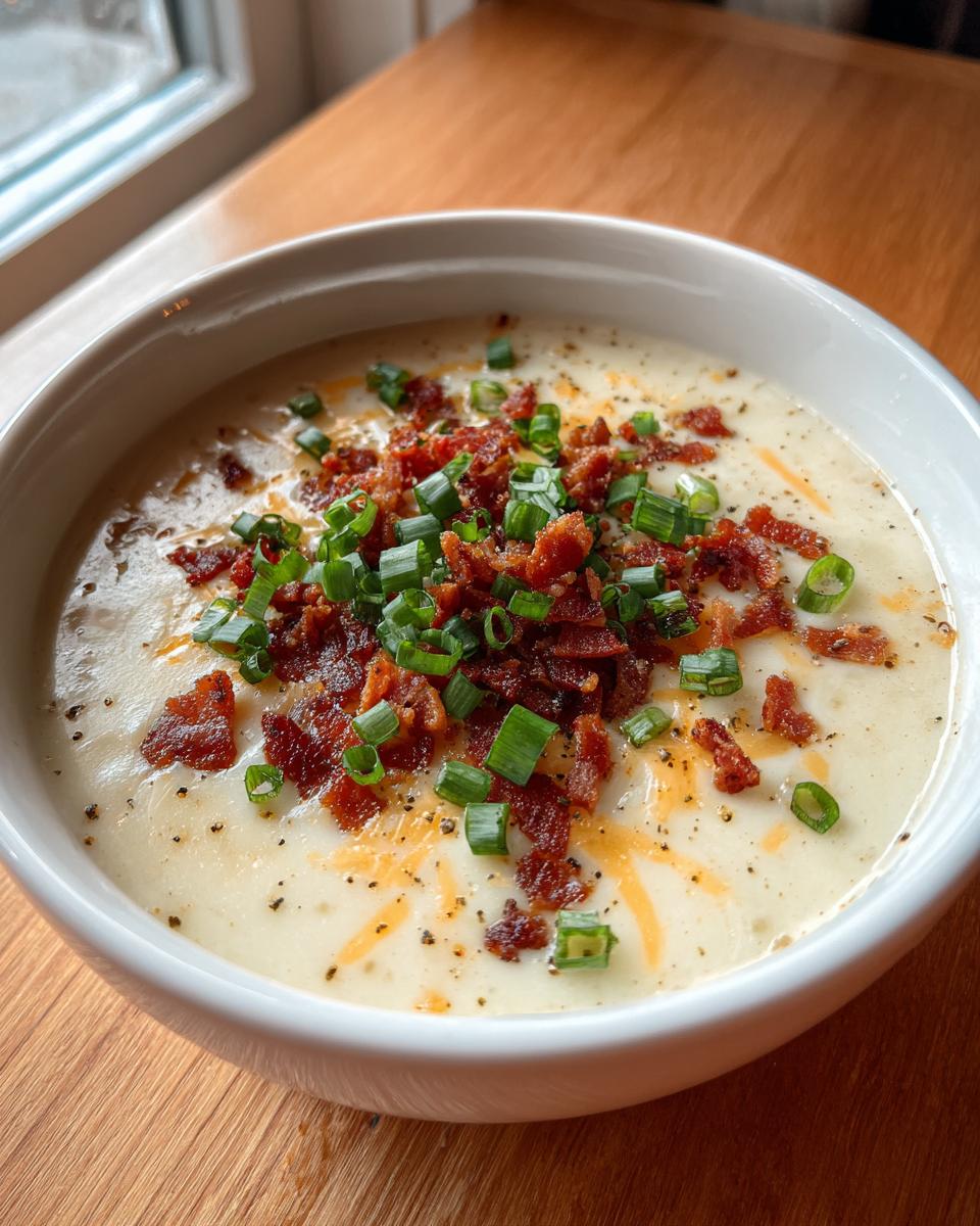 creamy potato soup with bacon and cheddar - detail 1