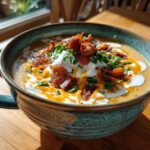 potato soup with sharp cheddar and sour cream